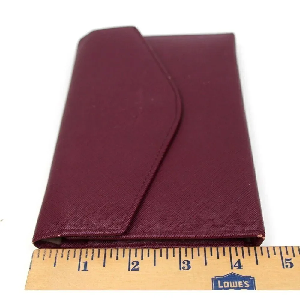 TRAVELAMBO BURGUNDY GENUINE LEATHER ID COIN BILL HOLDER WALLET TRIFOLD CLUTCH